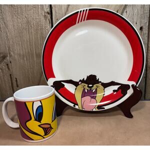 Tasmanian Devil Looney Tunes Collectible Plate & Tweety Mug by Gibson